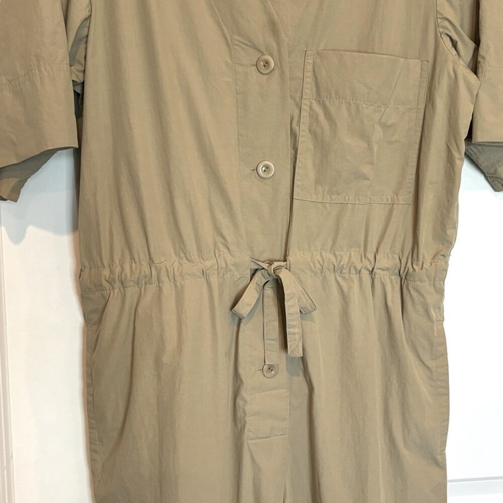 COS Tan Organic Cotton V-neck Short Sleeve Drawstring Waist Utility Jumpsuit XS - Picture 5 of 14